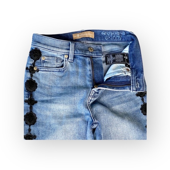 7FAM 7 for all Mankind Luxe Vintage ☻︎ High Sequin Embroidery Skinny Jeans ☻︎ 24 - Picture 5 of 16